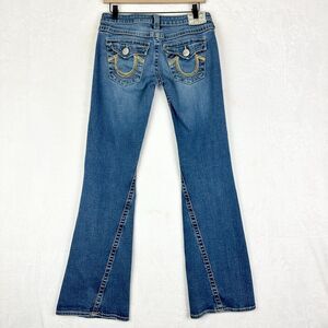 True Religion Womens Rainbow Joey Flare Jeans Size 28 Low Rise Stretch Y2K